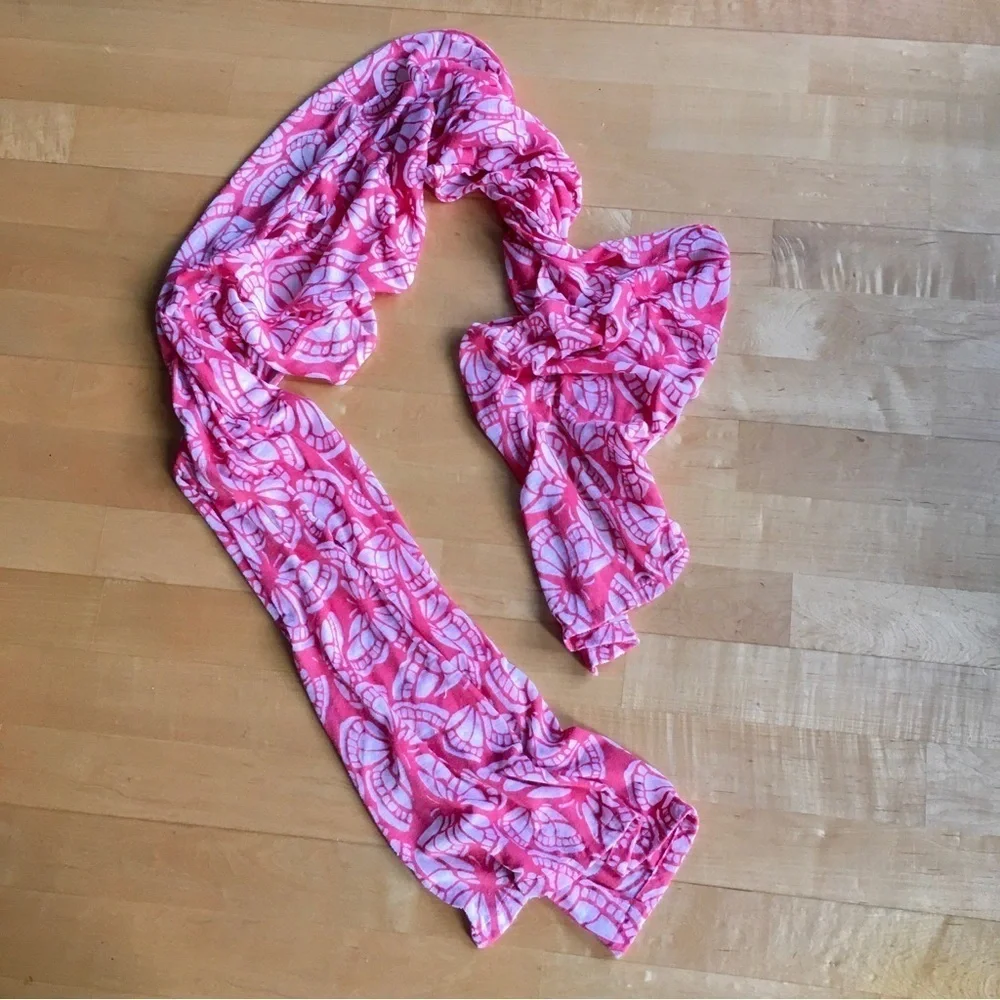 Butterfly Burnout Semi Sheer Scarf, Orange, White